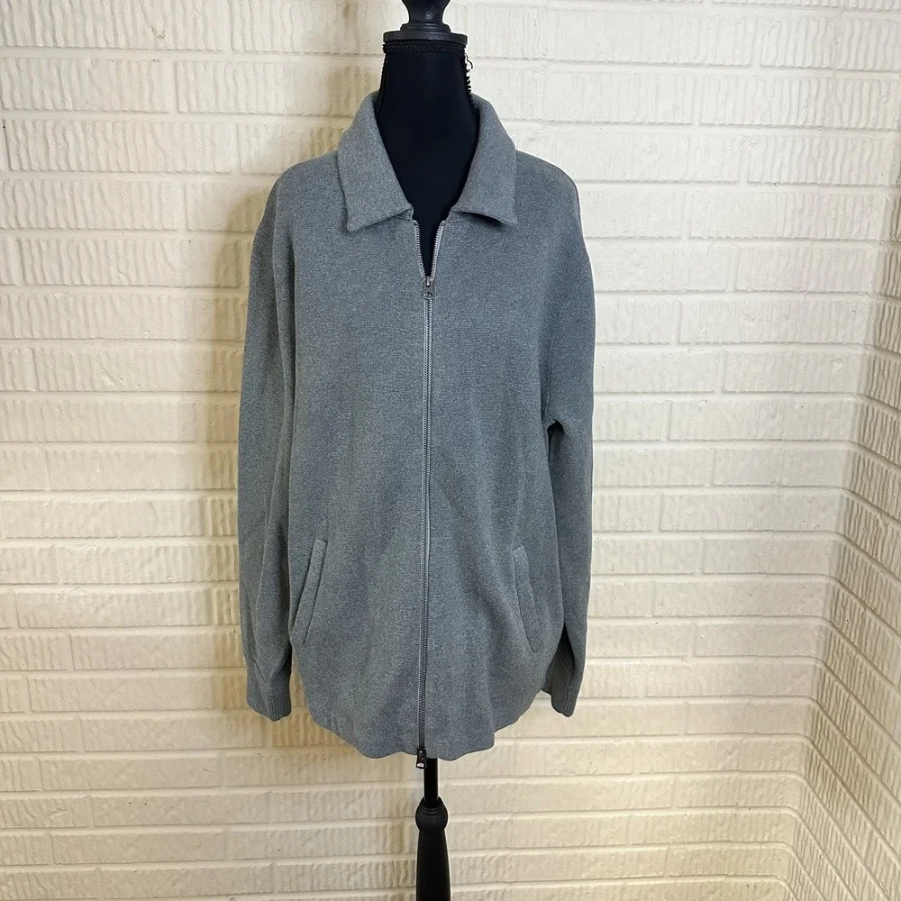 NWT J. Crew Men's Sz L Heather Gray Cotton Milano-Stitch Coach Sweater Jacket